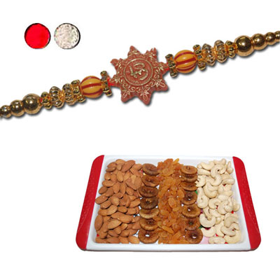 "Rakhi - FR- 8100 A (Single Rakhi) , Dryfruit Thali - RD1000 - Click here to View more details about this Product